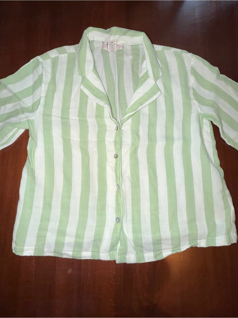 Sincerely Jules Green & White Striped Cotton Two Piece Capri Set Size S
